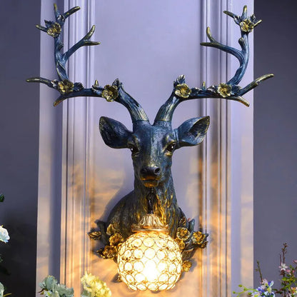 DeerCharm - Rustik vägglampa med kristallglas Vintage belysning