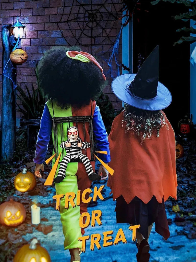 Skrikande animerad Halloween-fånge i bur