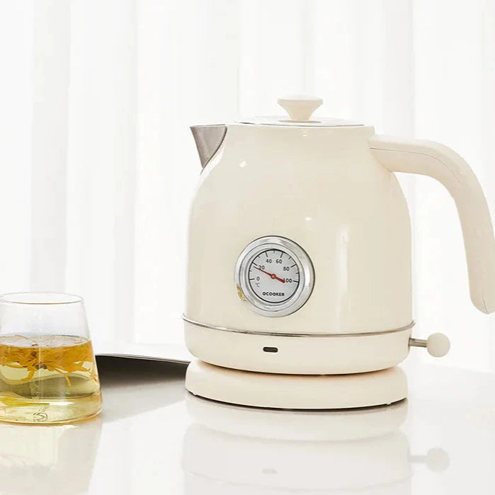 Royallure 58 oz Retro Rostfritt Stål Elektrisk Kettle – 1500 W Snabbkokning, Temperaturdisplay, Automatisk Avstängning