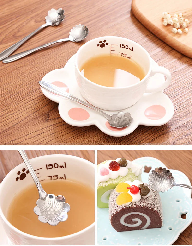 Royallure 8-delars Blomstersked Set – Rostfritt Stål Kaffe Skedar