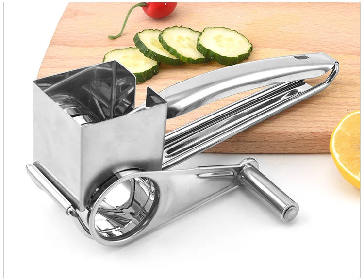 Royallure Rostfritt Stål Ost Rive med 3 Utbytbara Blad — Ergonomisk Köks Gadget