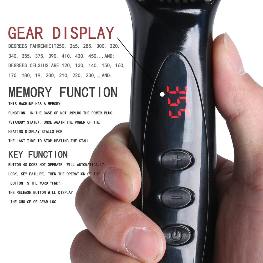 Carvallo HeatBrush Elektrisk Slätborste för Skägg & Hår | 12 Temperaturnivåer | LCD-Display | Anti-Frizz & Ionteknologi