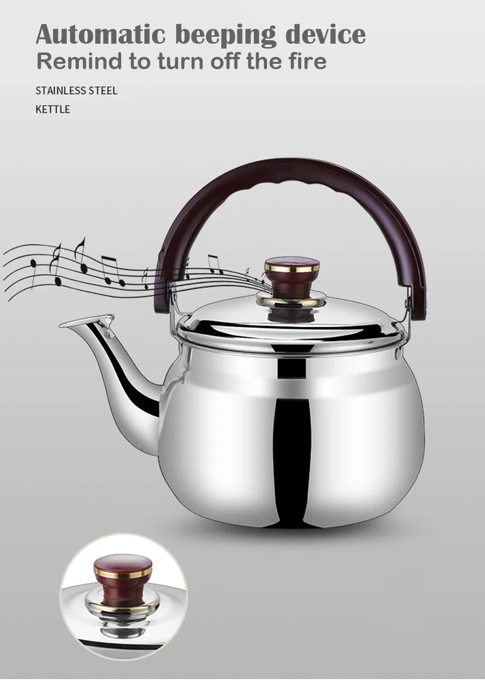 Royallure Tjockväggig Rostfritt Stål Pipkittel, 0.6–2.7 L, Induktionsklar &amp; Hållbar