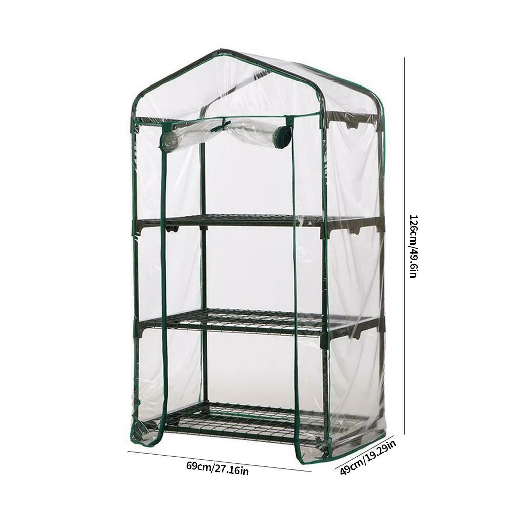 Carvallo Mini Transparent PVC-växthusfolie | Vattentät &amp; UV-beständig | För 2–5 våningar | Med dragkedje-framdörr