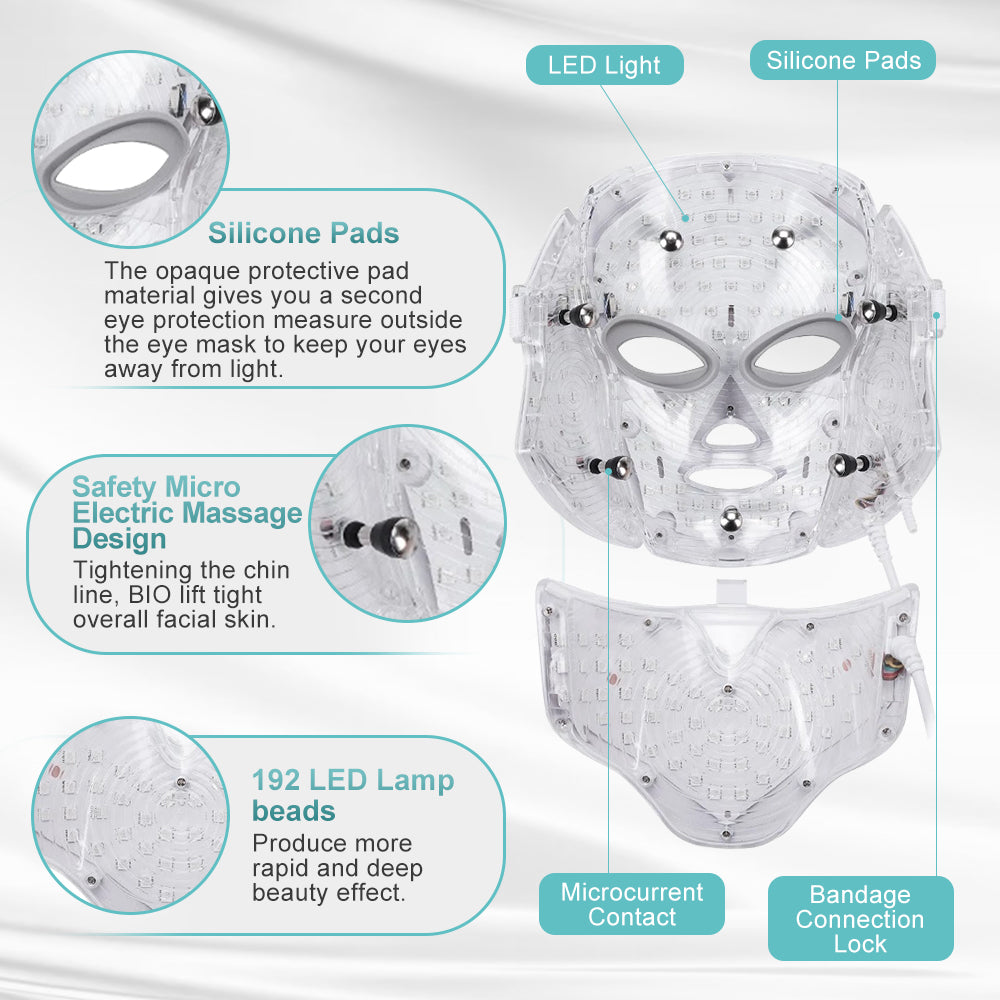 7 Färger Röd Ljusterapi Mask - Ansikte &amp; Halsbehandling