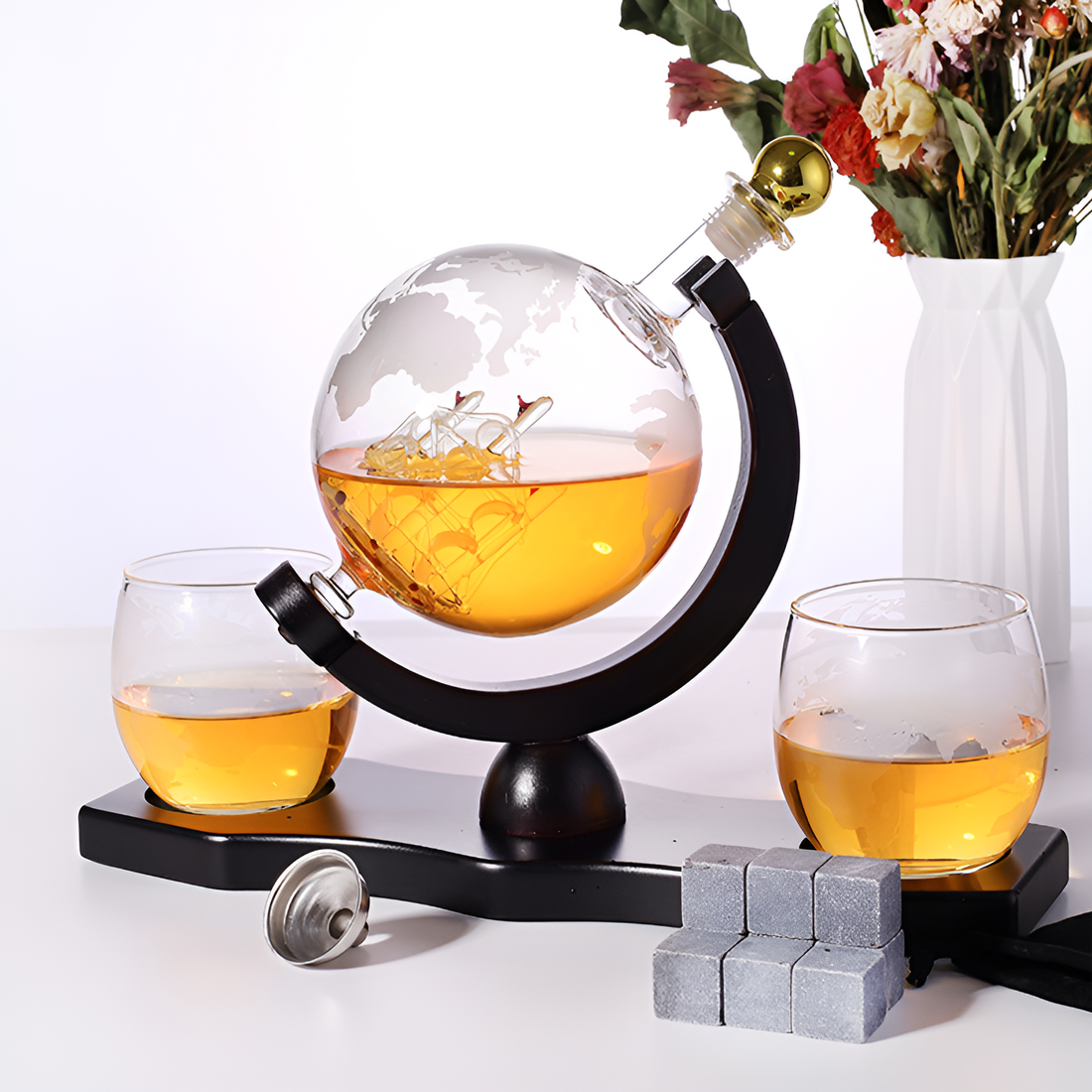 Kristall-Whiskykaraff med glas – Världskuladesign | Dekorativ för kontor &amp; hem