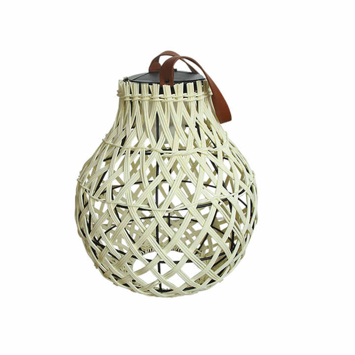 Solar LED Rattanlampa – Stor utomhusbelysning i oval design för trädgård och terrass