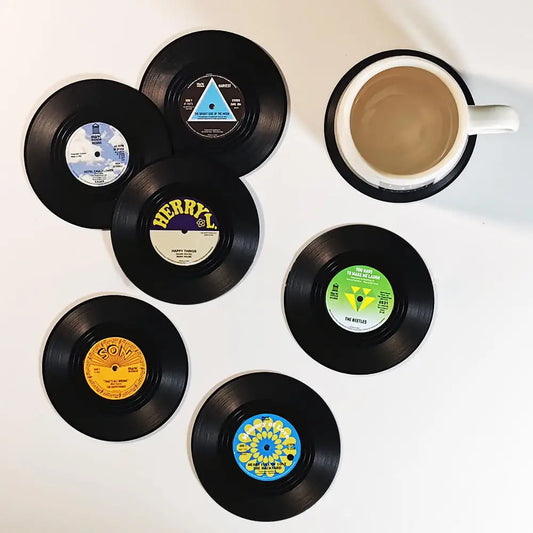 Retro Vinyl Coasters Set - Skydda din möbel med musikalisk stil
