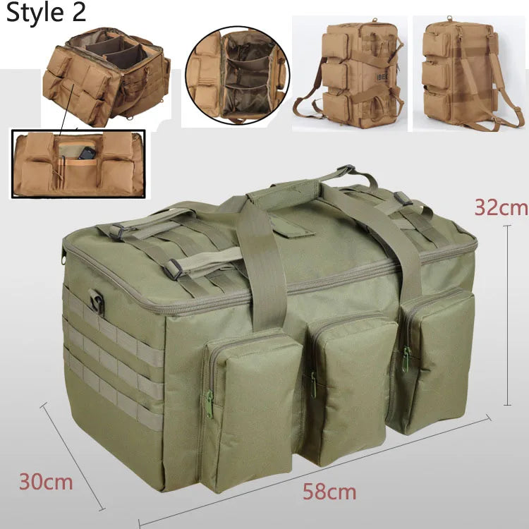 Carvallo 55L Ryggsäck | Militärt Molle-system | Extra mycket förvaring | Robust nylon – Svart/Khaki/Grön