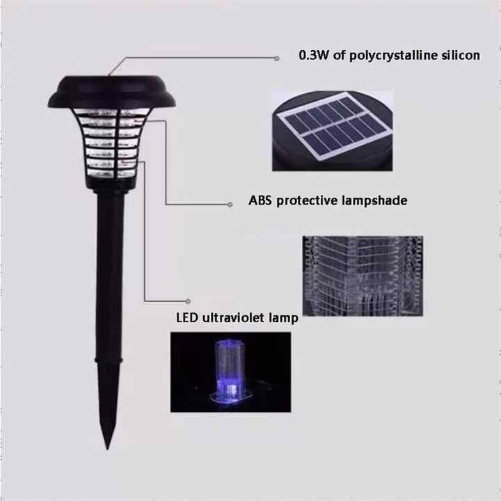 Solar Insektsdödare med LED-ljus – Vattentät trädgårdslampa för myggavvisning