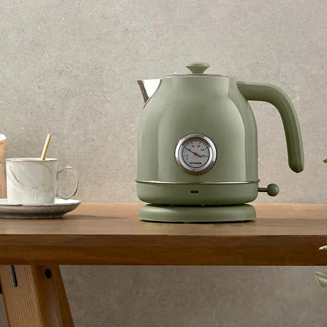 Royallure 58 oz Retro Rostfritt Stål Elektrisk Kettle – 1500 W Snabbkokning, Temperaturdisplay, Automatisk Avstängning