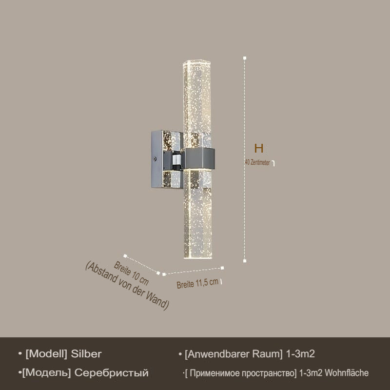 Modern LED bad vägglampa – Elegant design med bubbelglas och IP44-skydd