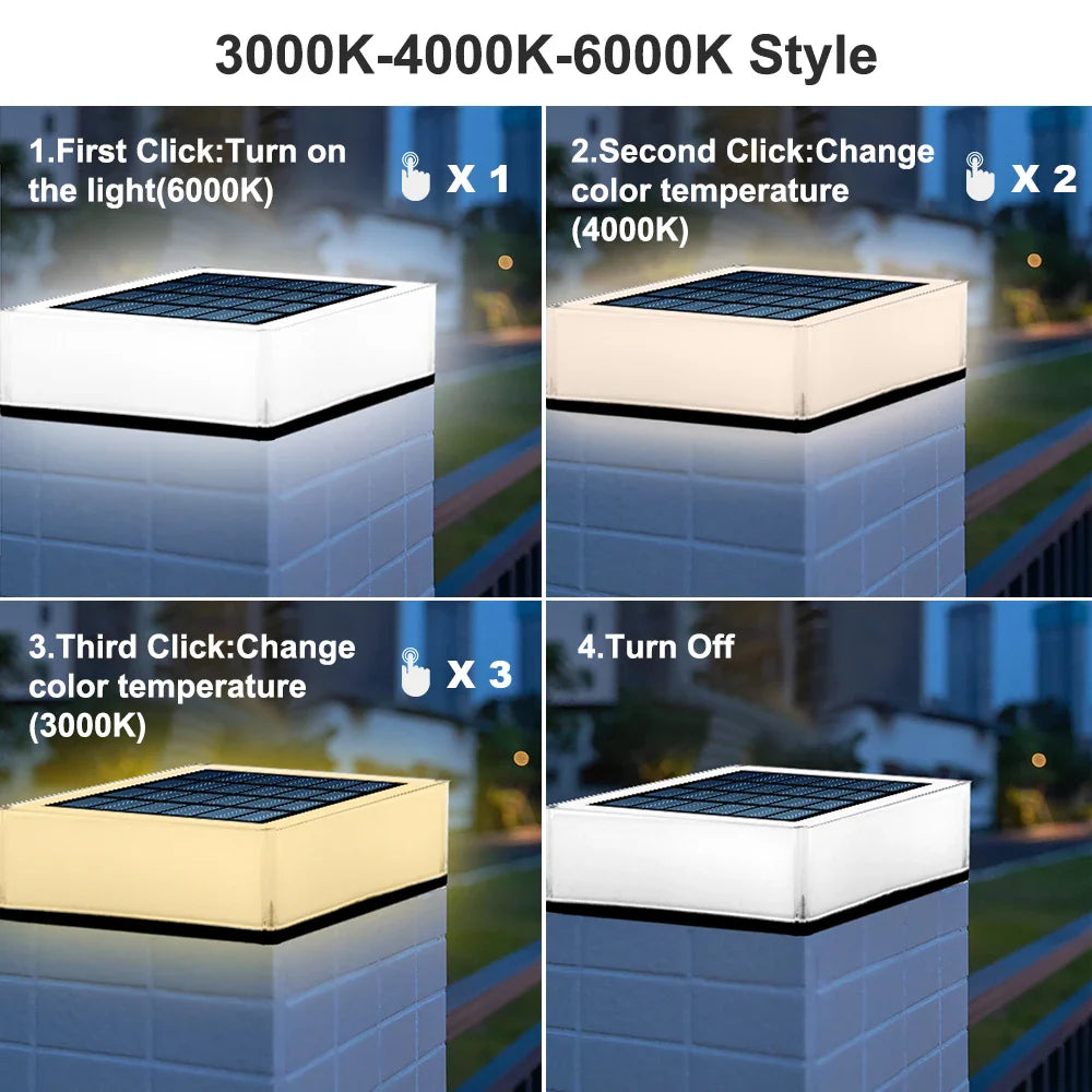 Carvallo Solarleuchte Utomhus IP65 | 3 Ljusfärger & Skymningssensor | Väderbeständig & Energibesparande | Svart