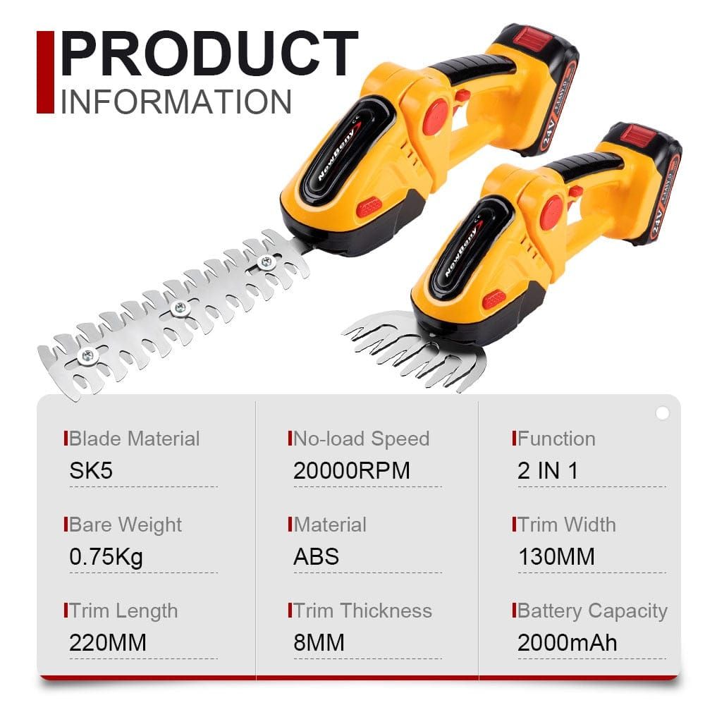 2 I 1 Sladdlös Elektrisk Hagtorntrimmer