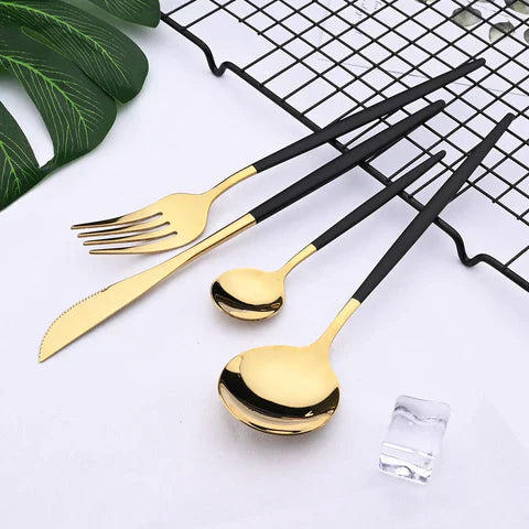 LuxeSet – Lyxig Minimalistisk 24-delars Rostfritt Stål Servis