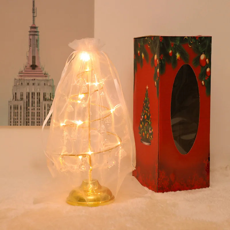 CrystalGlow - Julgran Bordslampa med Kristaldekoration och LED-belysning