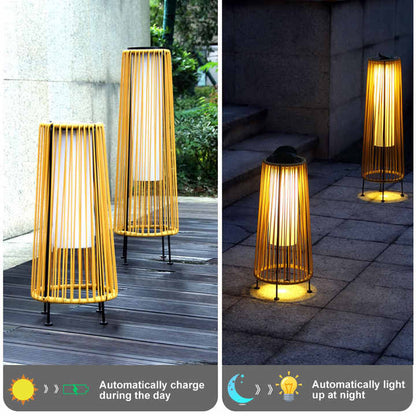 Solar LED Rattanlampa – Stor utomhusbelysning i oval design för trädgård och terrass