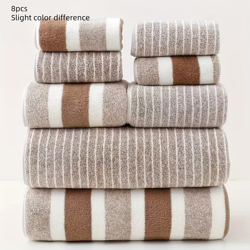 AquaPlush 8-delat handdukset | Mjuka badhanddukar i Coral Fleece
