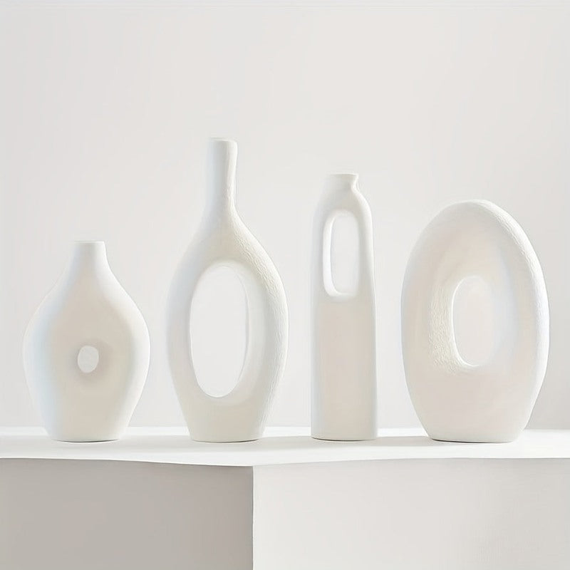 Carvallo – 4-delars keramikvasset i boho-stil för atmosfärisk dekoration