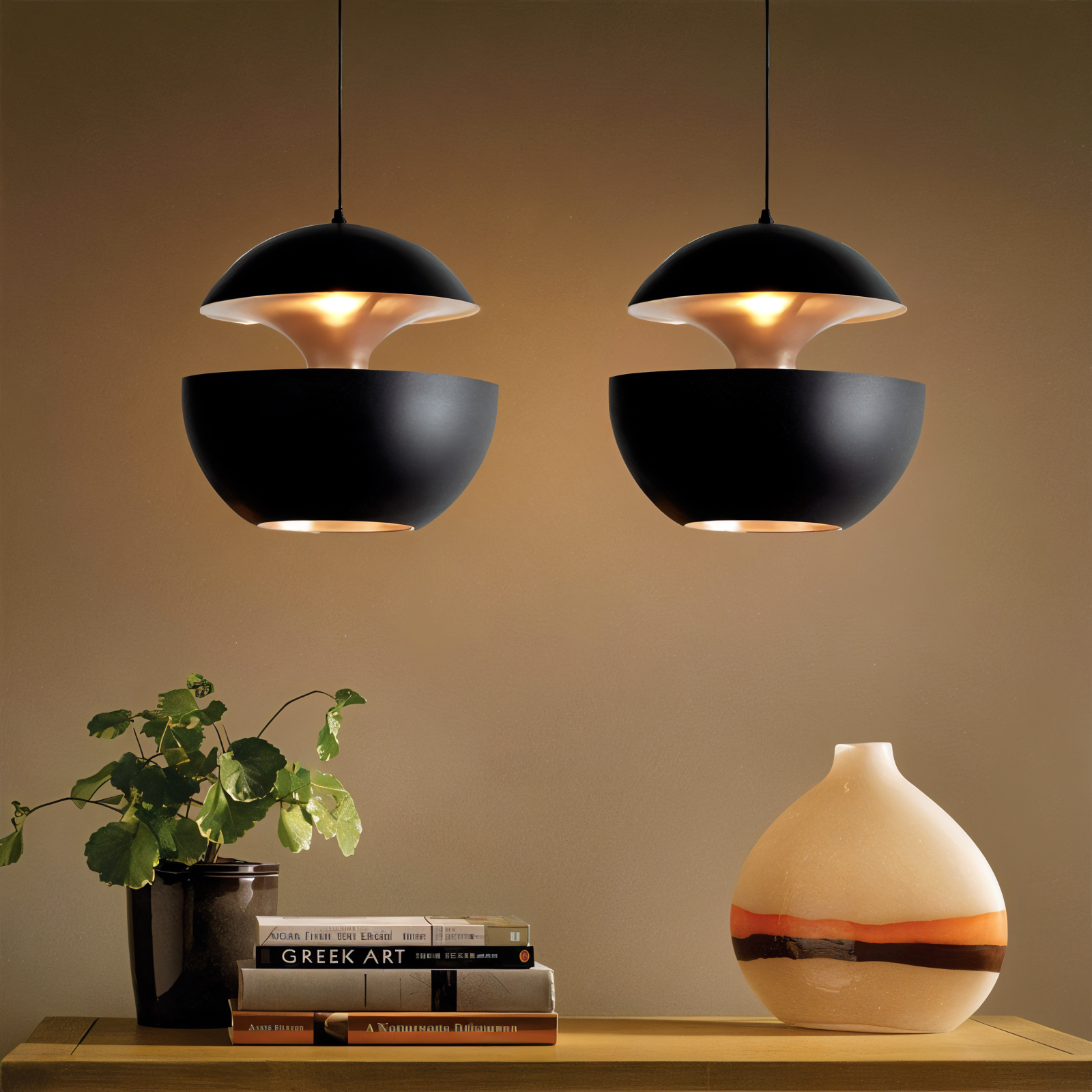 AppleGlow Taklampa – Konstnärlig E27 Taklampa i svart-vitt med solsdesign