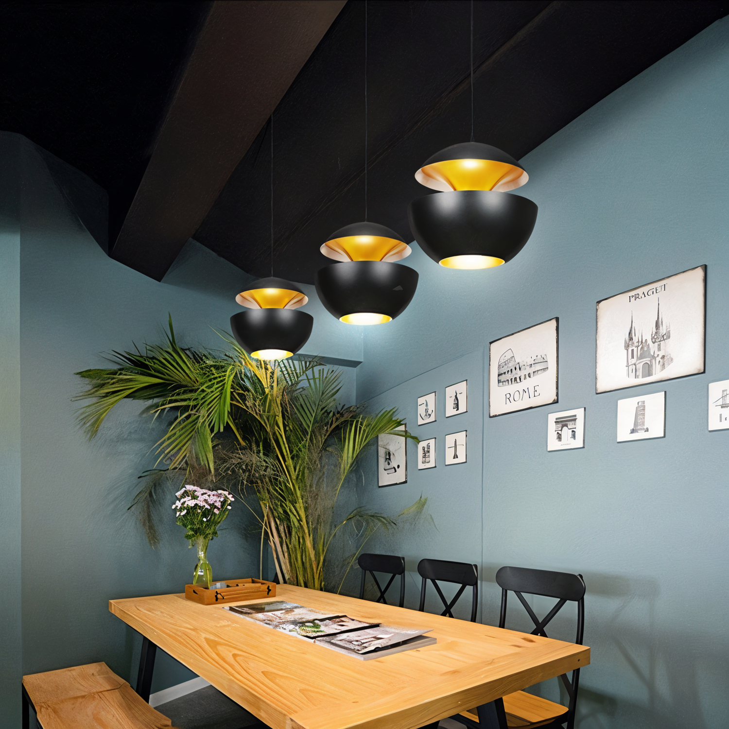 AppleGlow Taklampa – Konstnärlig E27 Taklampa i svart-vitt med solsdesign