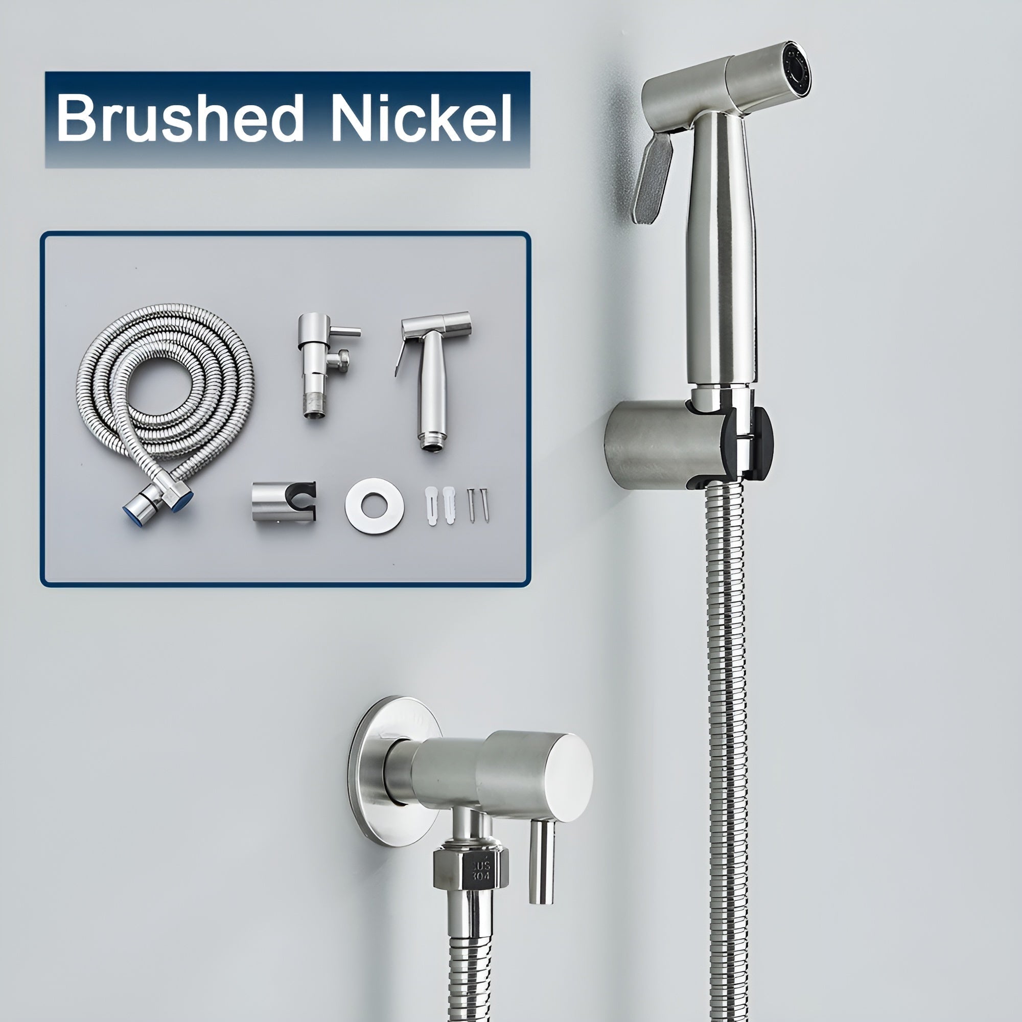 AquaGleam | Rostfri bidet-sprayhuvud med väggmontering – Hygienisk &amp; Hållbar