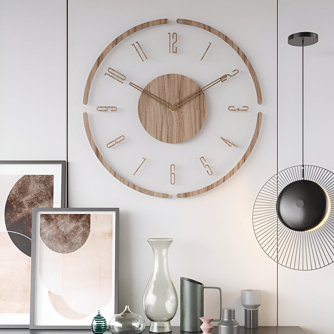 Silent Wall Clock | Clear Acrylic Face &amp; Wood Frame | 12&quot; or 14&quot; | Tyst kvartsrörelse