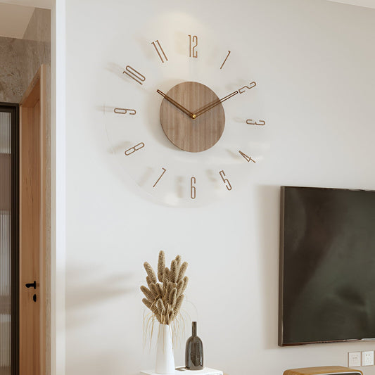 Silent Wall Clock | Clear Acrylic Face & Wood Frame | 12" or 14" | Tyst kvartsrörelse