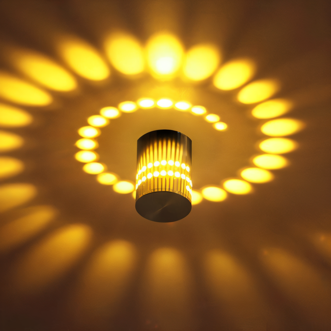 Lythera | Cylindrisk LED Vägglampa med färgad spiralbelysning