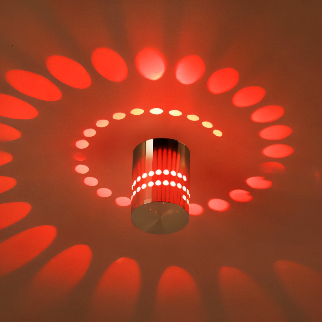 Lythera | Cylindrisk LED Vägglampa med färgad spiralbelysning