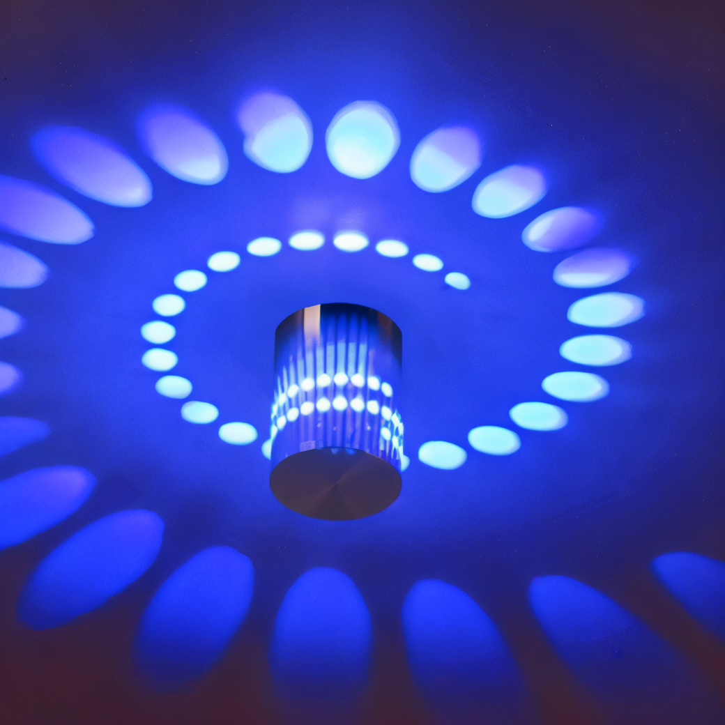 Lythera | Cylindrisk LED Vägglampa med färgad spiralbelysning