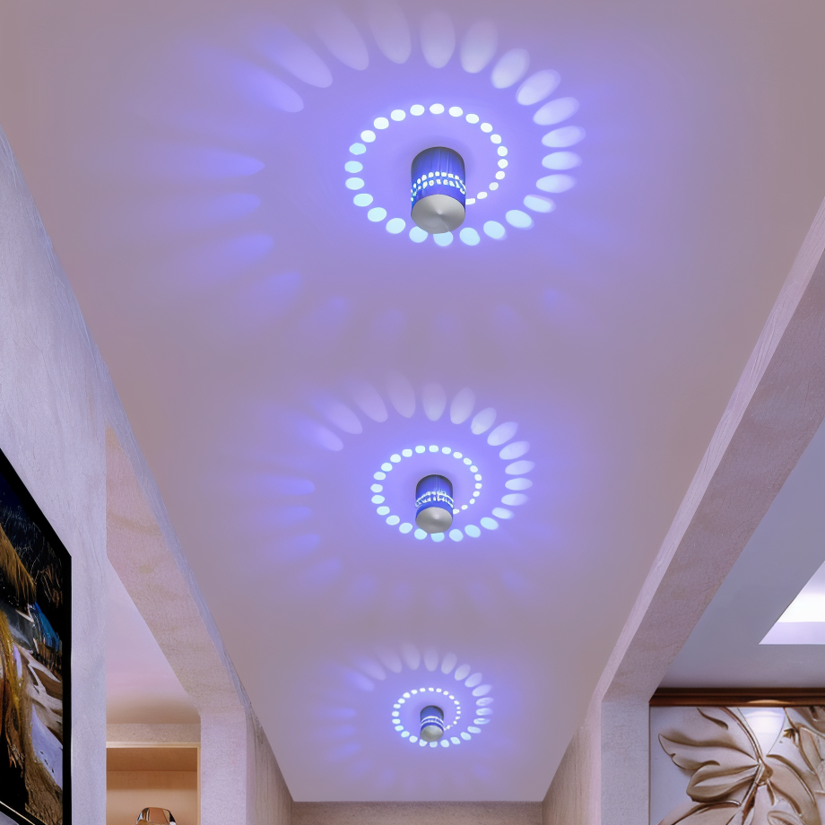 Lythera | Cylindrisk LED Vägglampa med färgad spiralbelysning