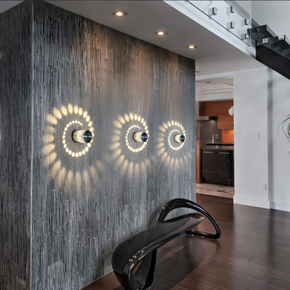 Lythera | Cylindrisk LED Vägglampa med färgad spiralbelysning