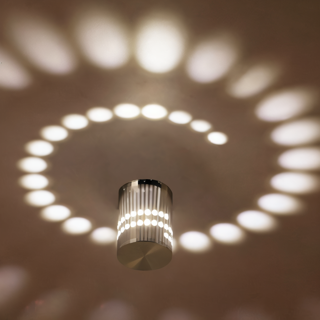 Lythera | Cylindrisk LED Vägglampa med färgad spiralbelysning