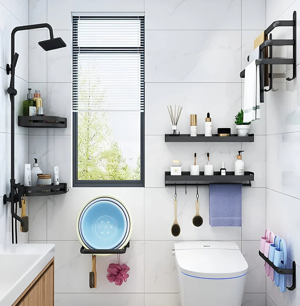 Carvallo – Platsbesparande väggmonterad stativ med stänger i flera nivåer och enkel installation