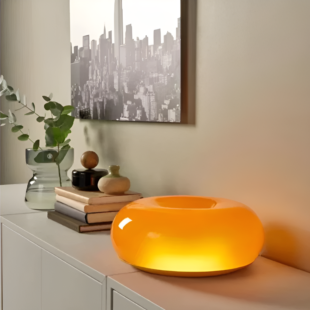 Orange Donut Lampa - Stilig Vägglampa och Bordslampa