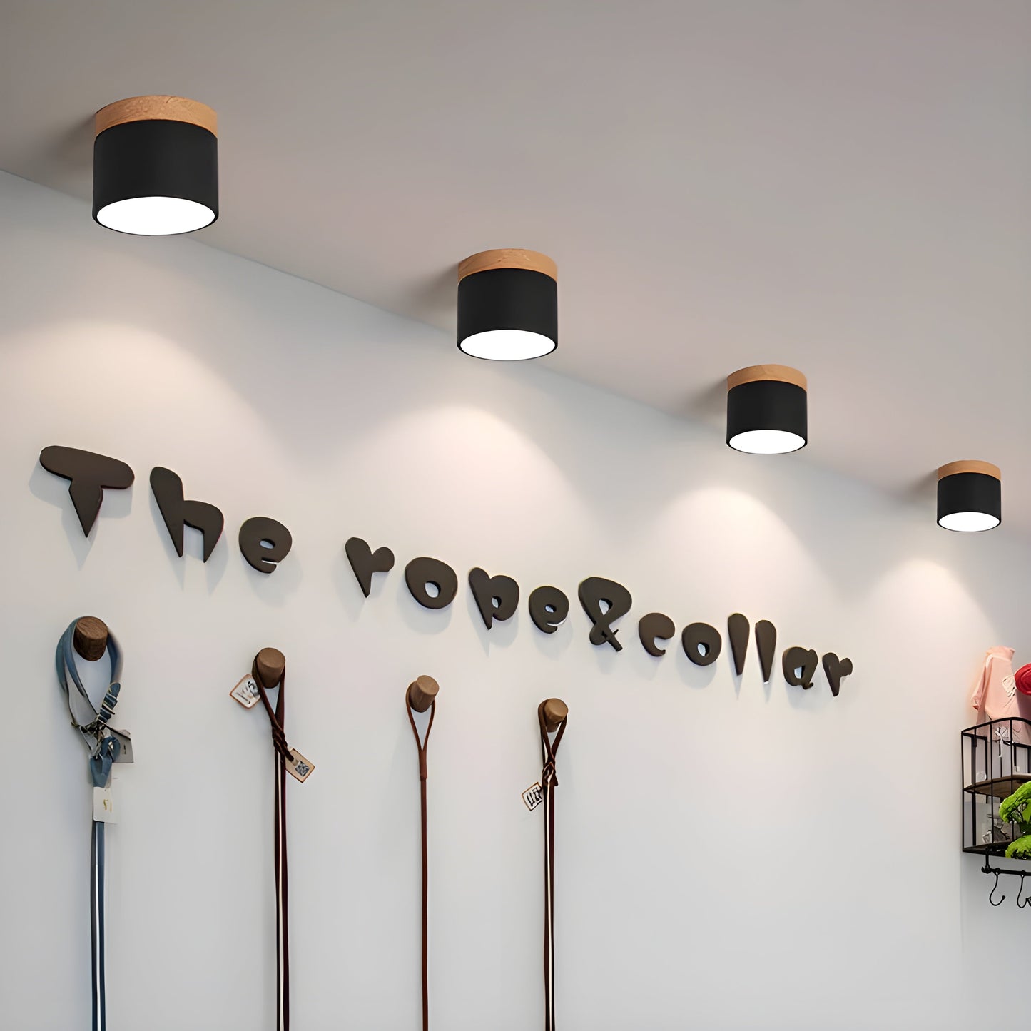 LED-taklampa i cylindrisk form – Varmt ljus i vintagestil industriell design | Med dekorativ detalj i trä