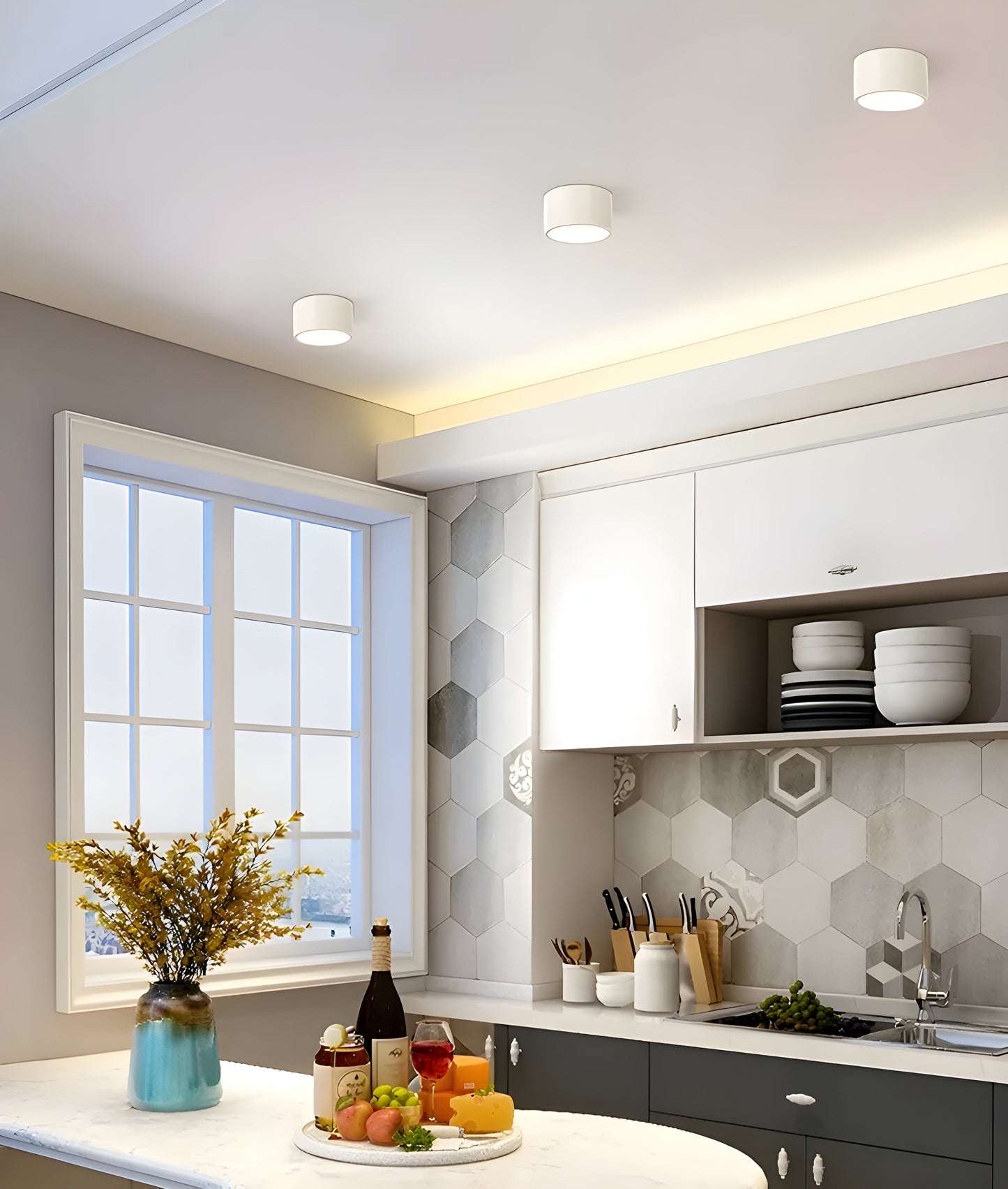 LED-taklampa i cylindrisk form – Varmt ljus i vintagestil industriell design | Med dekorativ detalj i trä