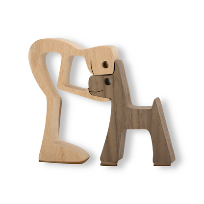 Paws of Love – Handgjord träskulptur av hund &amp; människa | Symbol för evig gemenskap