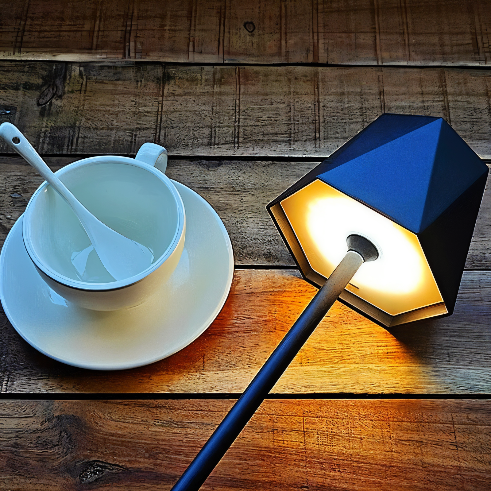 PolyGlow - Bärbar sexkantig LED-bordslampa - Vattentålig och uppladdningsbar