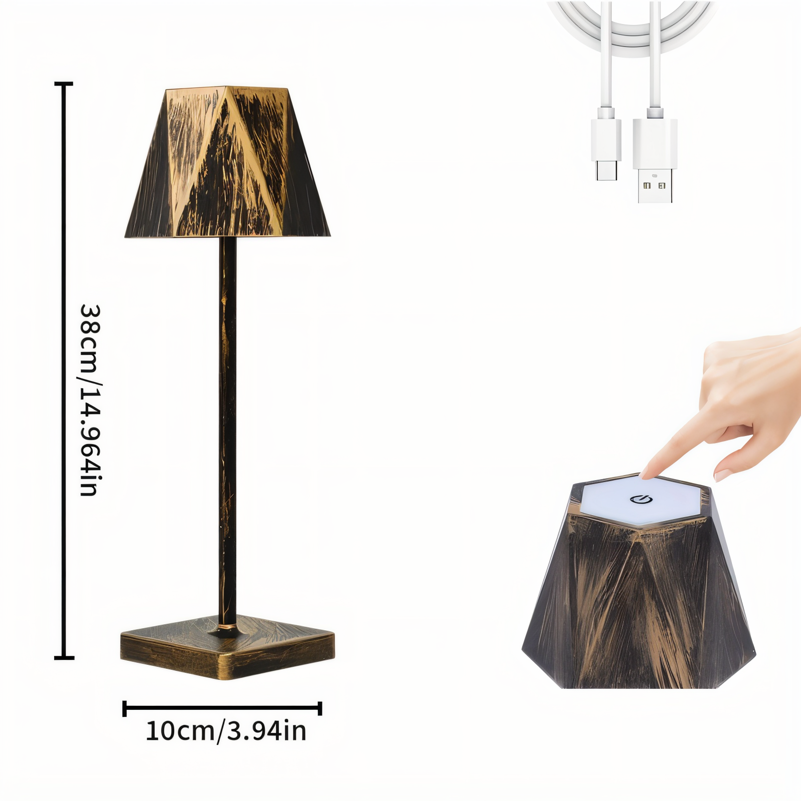 PolyGlow - Bärbar sexkantig LED-bordslampa - Vattentålig och uppladdningsbar