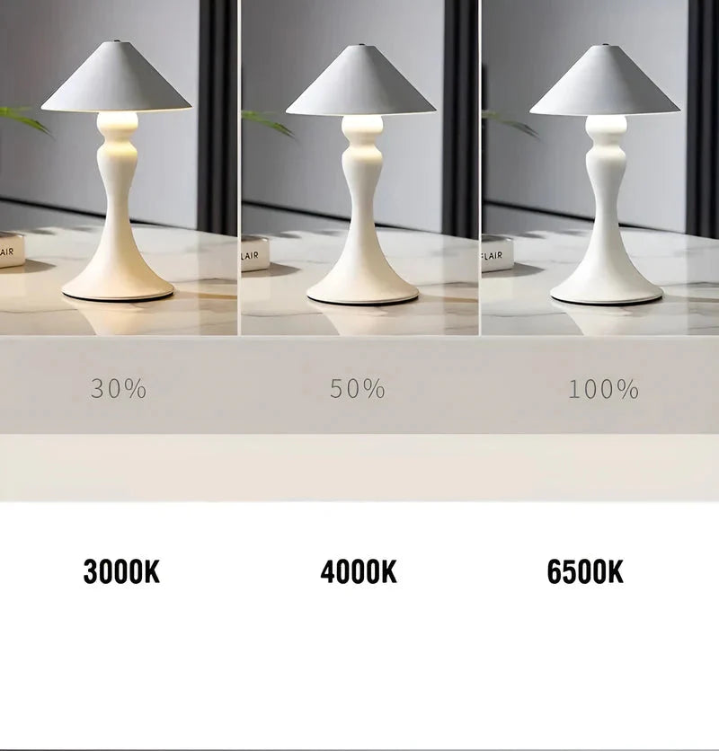 RetroLite – Trådlös bordslampa med justerbar ljusstyrka och böjd design