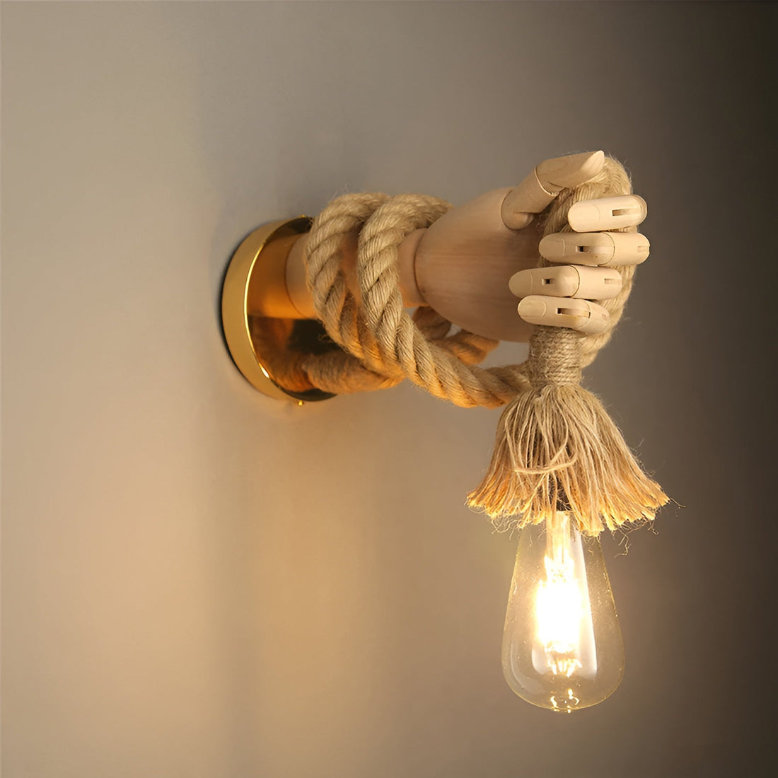 RetroHand Lampa - Handgjord Hamprep Vägglampa för en Tidlös Touch