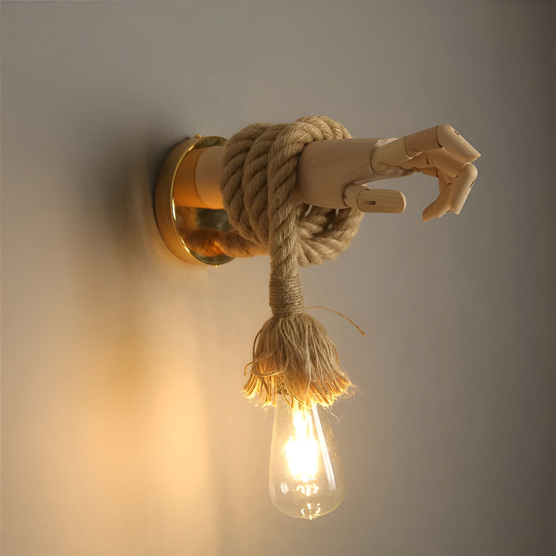 RetroHand Lampa - Handgjord Hamprep Vägglampa för en Tidlös Touch