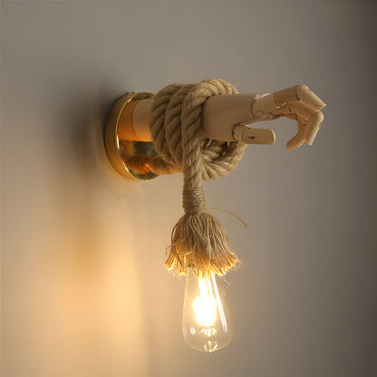 RetroHand Lampa - Handgjord Hamprep Vägglampa för en Tidlös Touch
