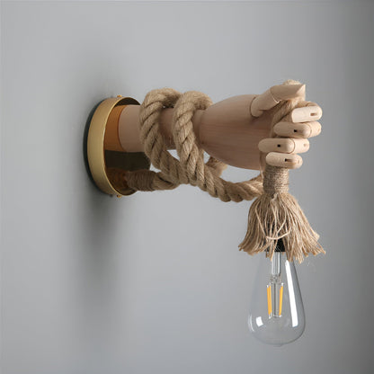 RetroHand Lampa - Handgjord Hamprep Vägglampa för en Tidlös Touch