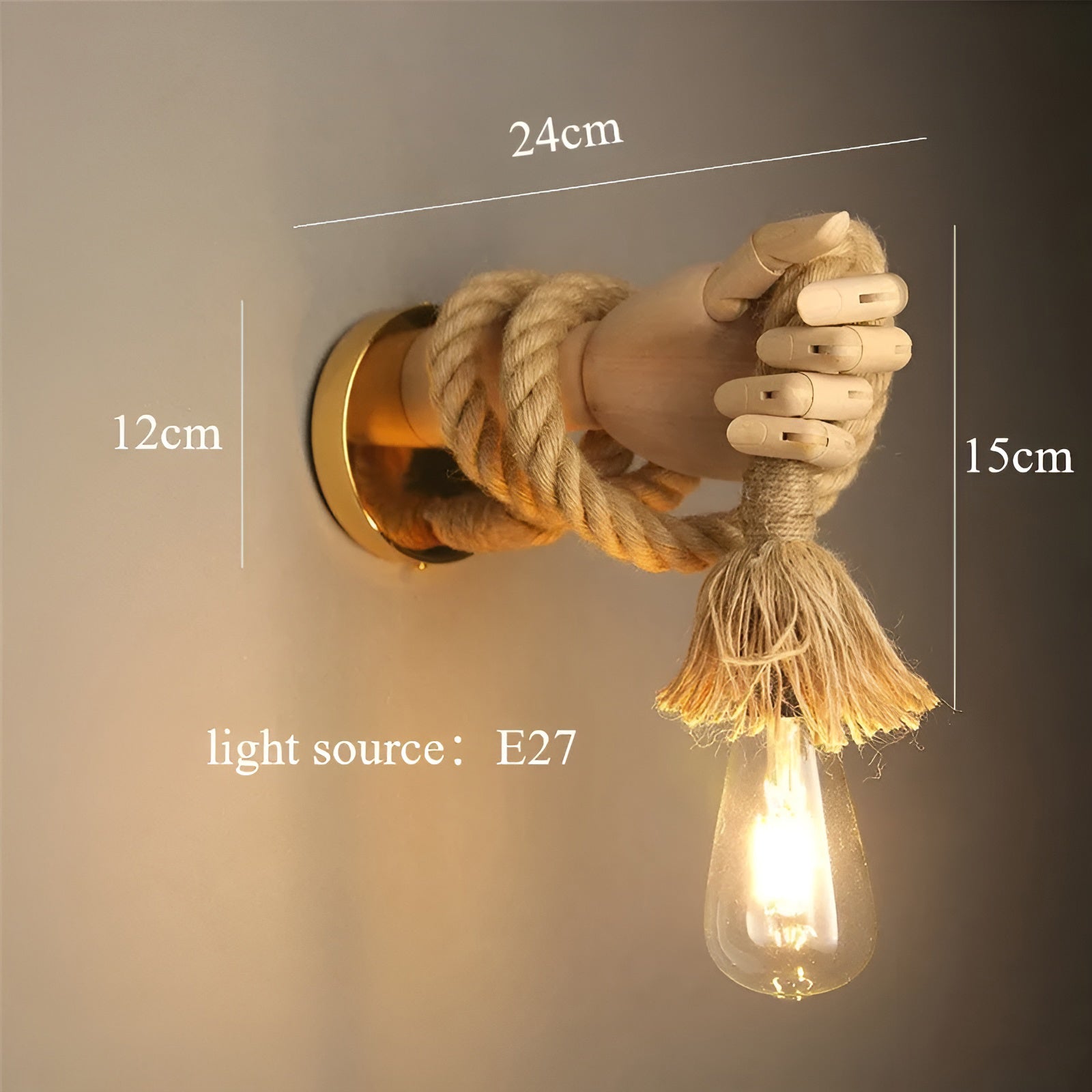 RetroHand Lampa - Handgjord Hamprep Vägglampa för en Tidlös Touch