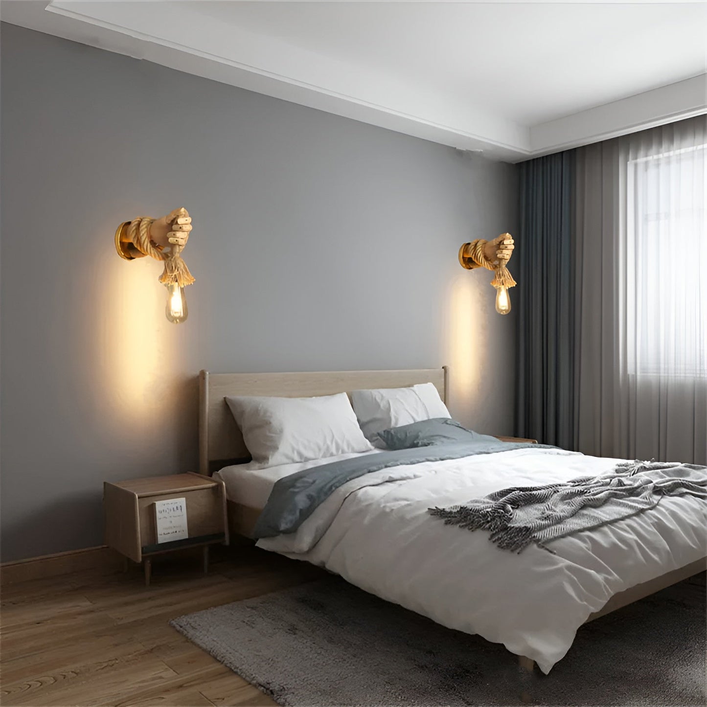 RetroHand Lampa - Handgjord Hamprep Vägglampa för en Tidlös Touch