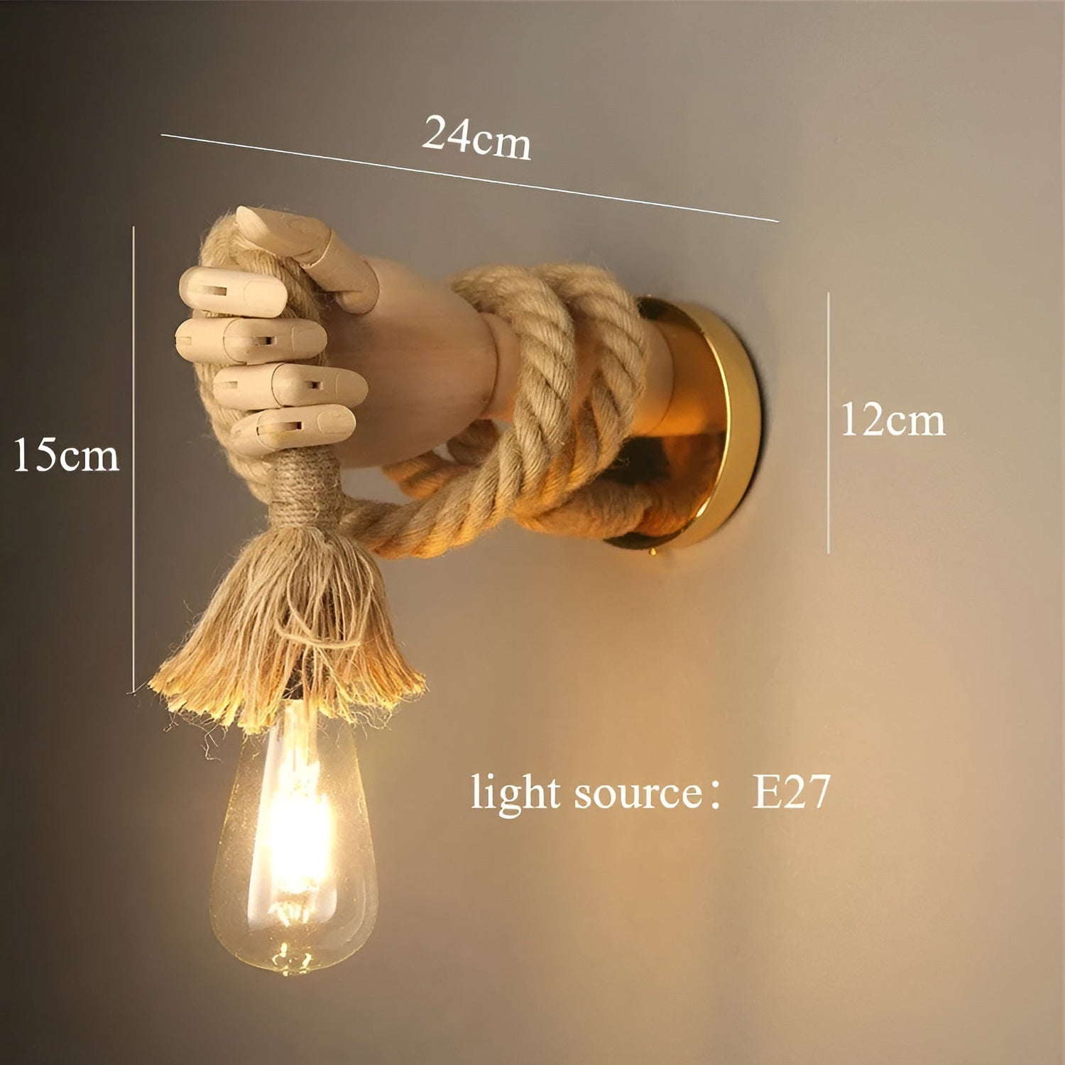 RetroHand Lampa - Handgjord Hamprep Vägglampa för en Tidlös Touch