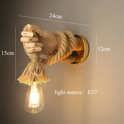 RetroHand Lampa - Handgjord Hamprep Vägglampa för en Tidlös Touch